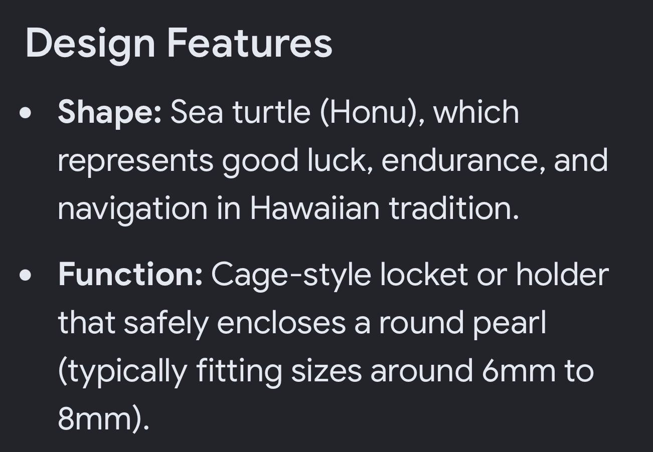 Na Hoku Pearl Factory Hawaii silver and 14K Gold Cage HONU Pearl Pendant