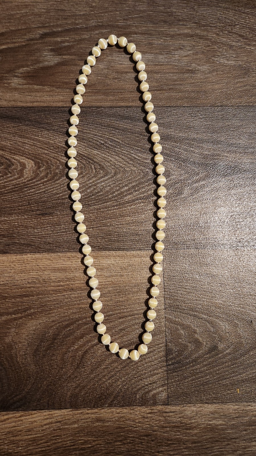 Vintage Pale Yellow and Gold Beaded Necklace