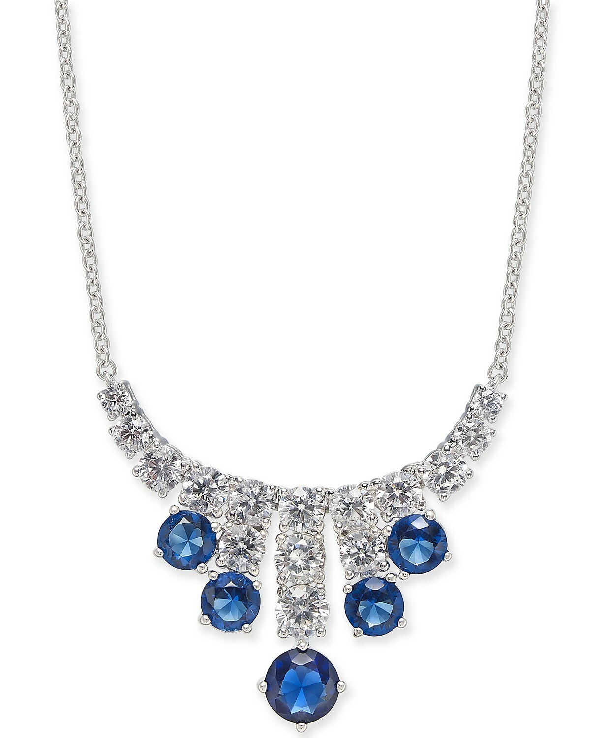 Eliot Danori Silver Tone Blue Cubic Zirconia Drop Necklace $75 NWT
