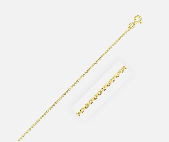 14k Yellow Gold 16″ Solid Cable Link Pendant Chain/Necklace 1.1 mm 1.4 Grams