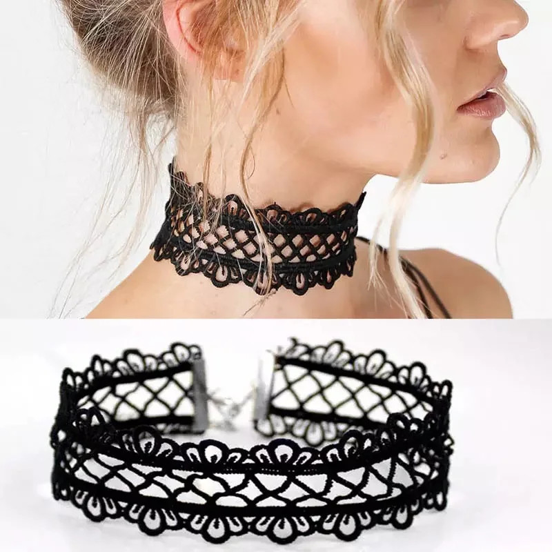Korean Fashion Velvet Choker Necklace for Women Vintage Sexy Lace Necklace with