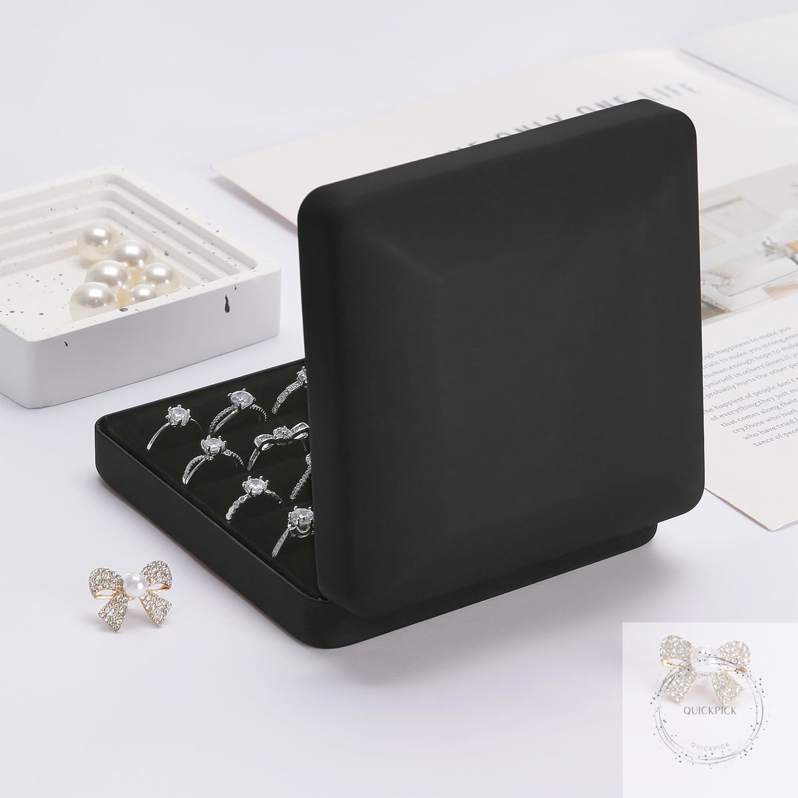 Ring Storage Organizer Box for Multiple Rings, Travel Portable Jewelry Ring Stud