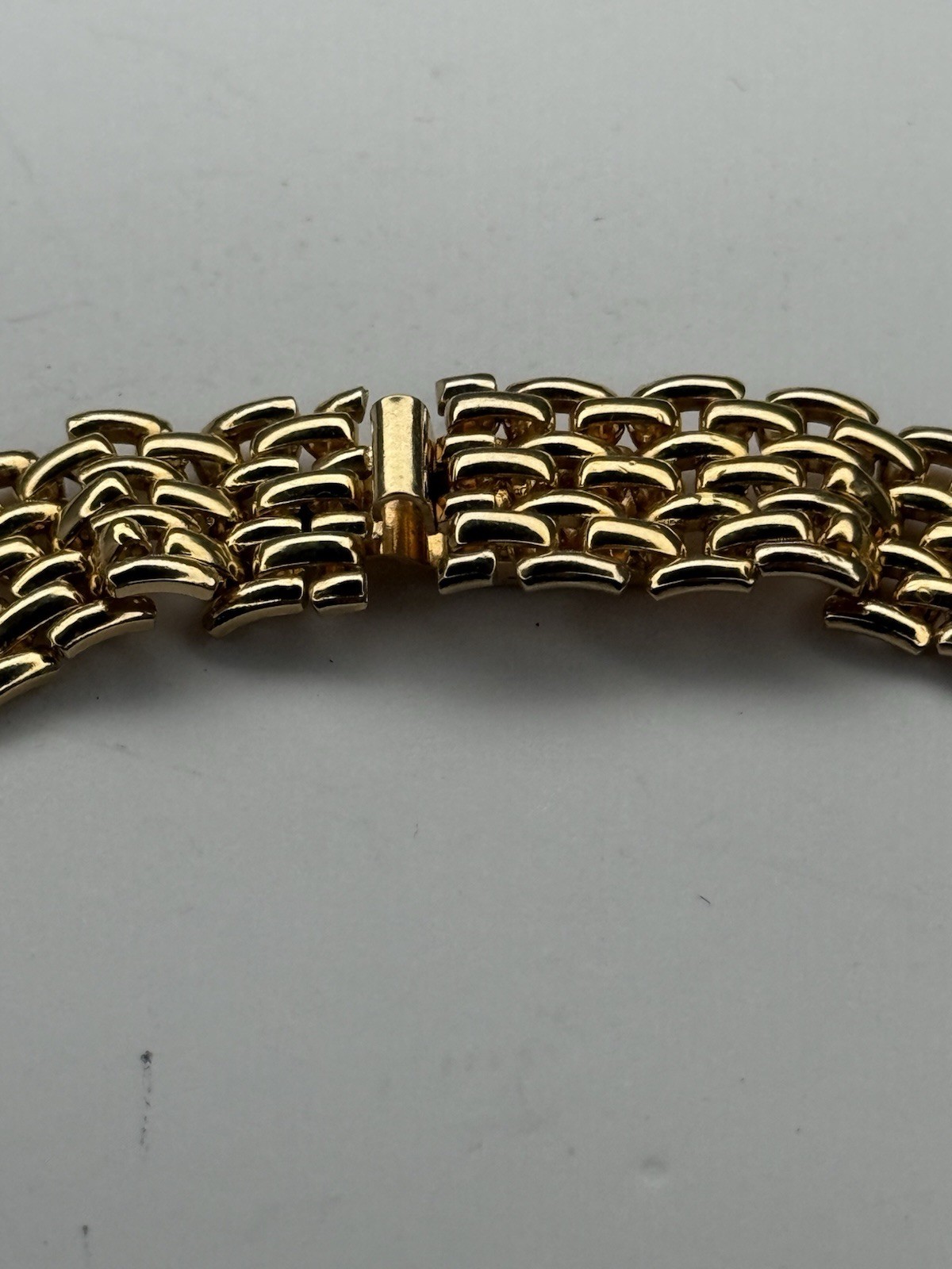 Vintage AVON Brick Chain V Shape Pave Rhinestone Push Lock GoldTone Necklace 16”