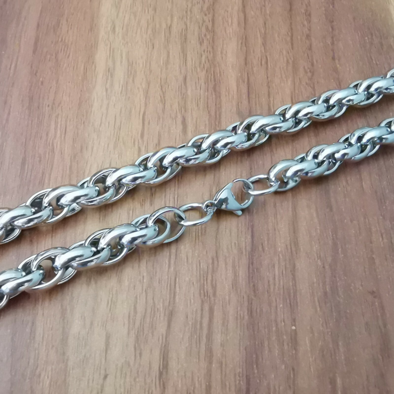 Shining 9mm S.steel Silver rope Link Chain Men’s Bracelet Necklace 7in–40in