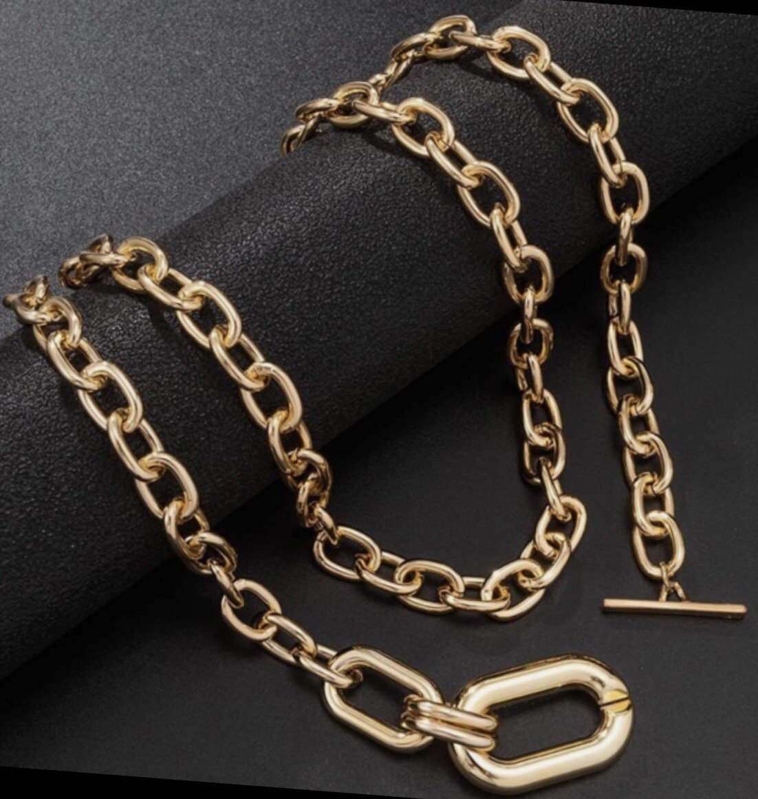Chain Necklace Zara Pendant Hip Hop Gold Y2K Layered Link Punk Ring Toggle Thick