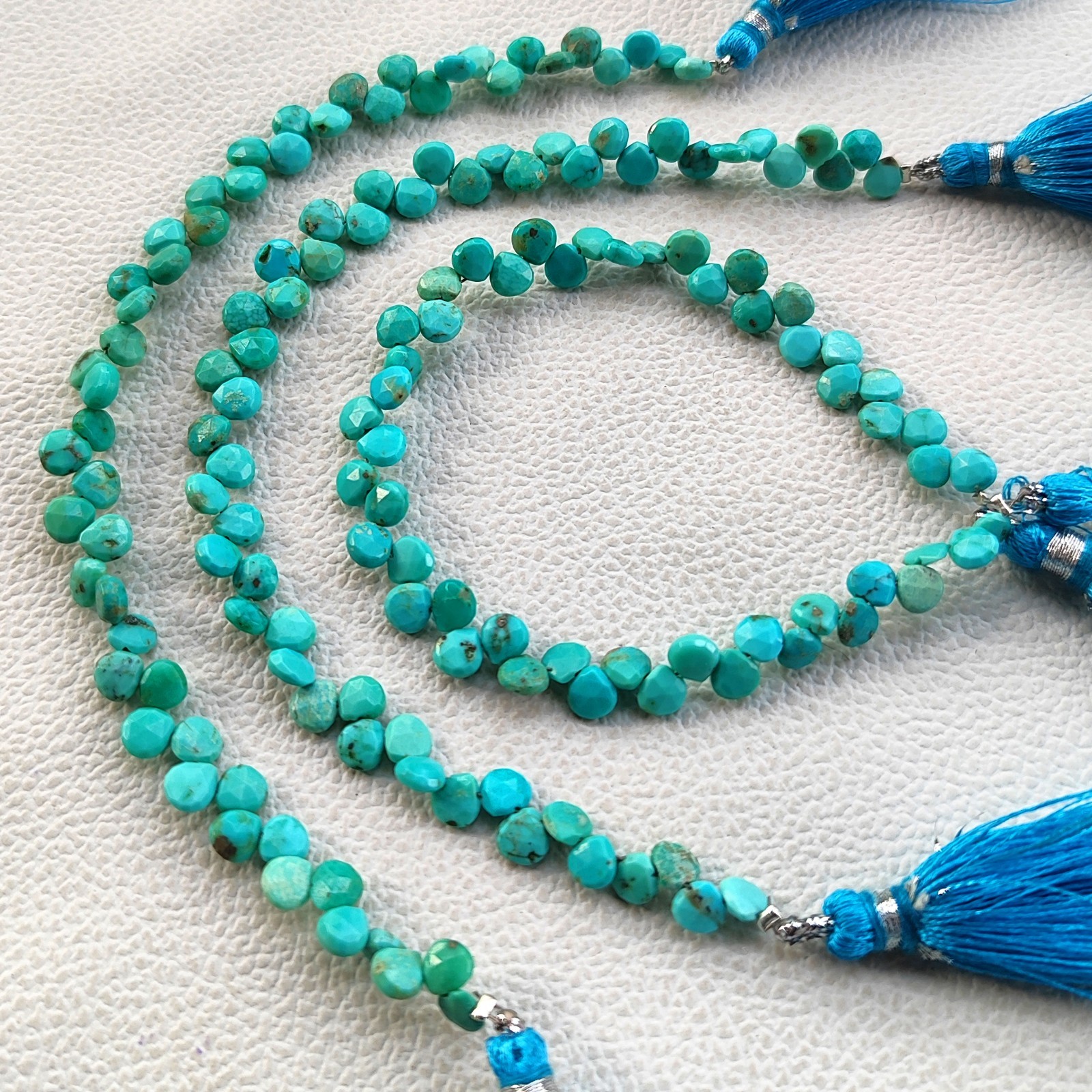 Natural Turquoise 5mm Size Faceted Heart Shape Beads 7″ Strand Genuine Gems