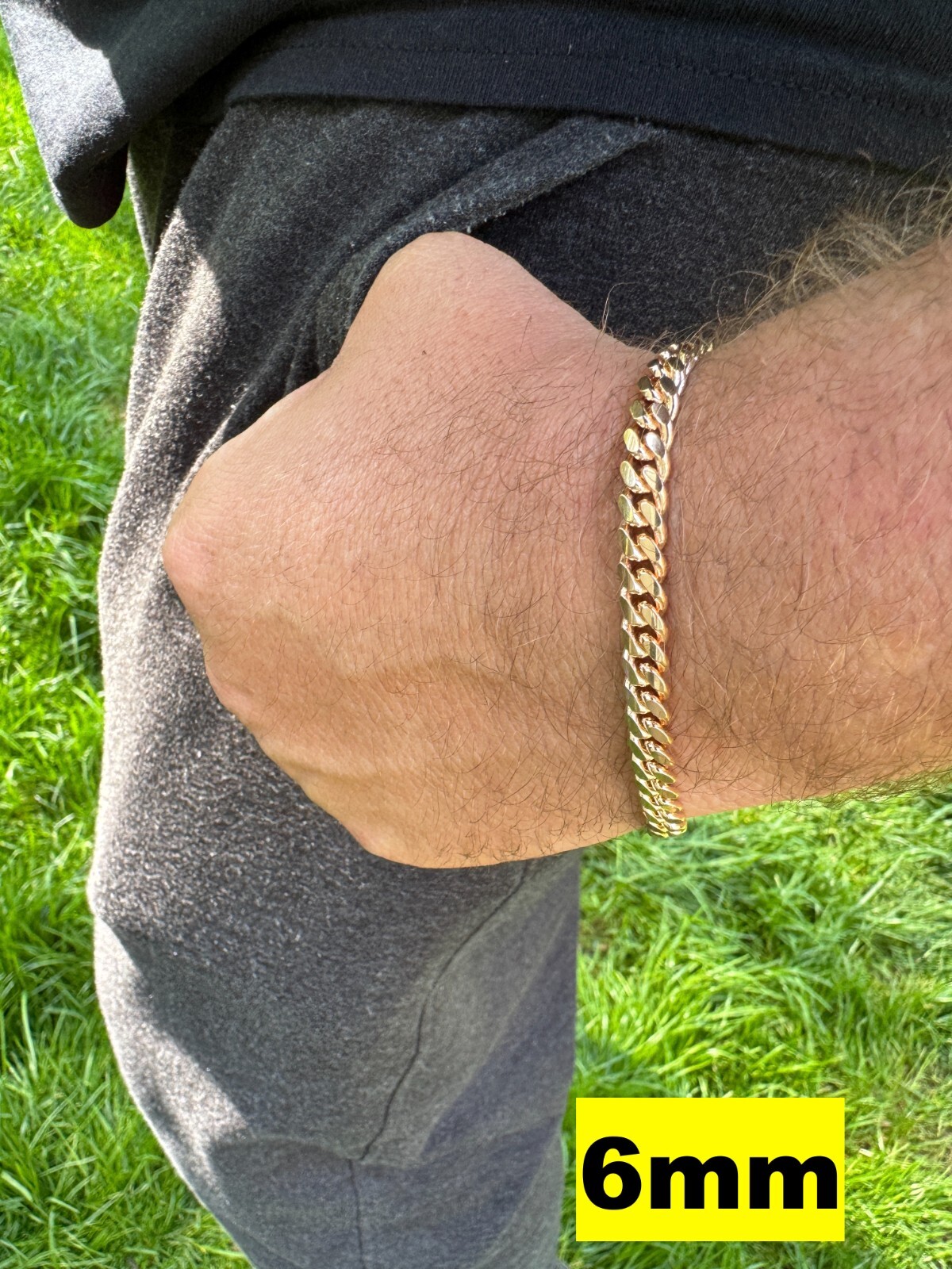 Miami Cuban Link Chain Bracelet 14k Rose Gold Plated Solid 925 Silver Box Lock