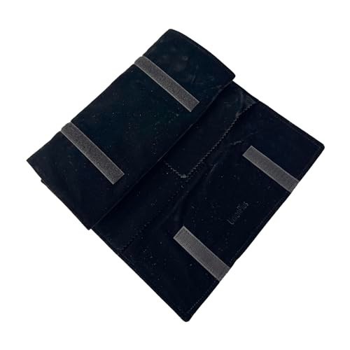 Velvet Travel Jewelry Roll Organizer Bag – Anti-Winding, Elastic Band, Black