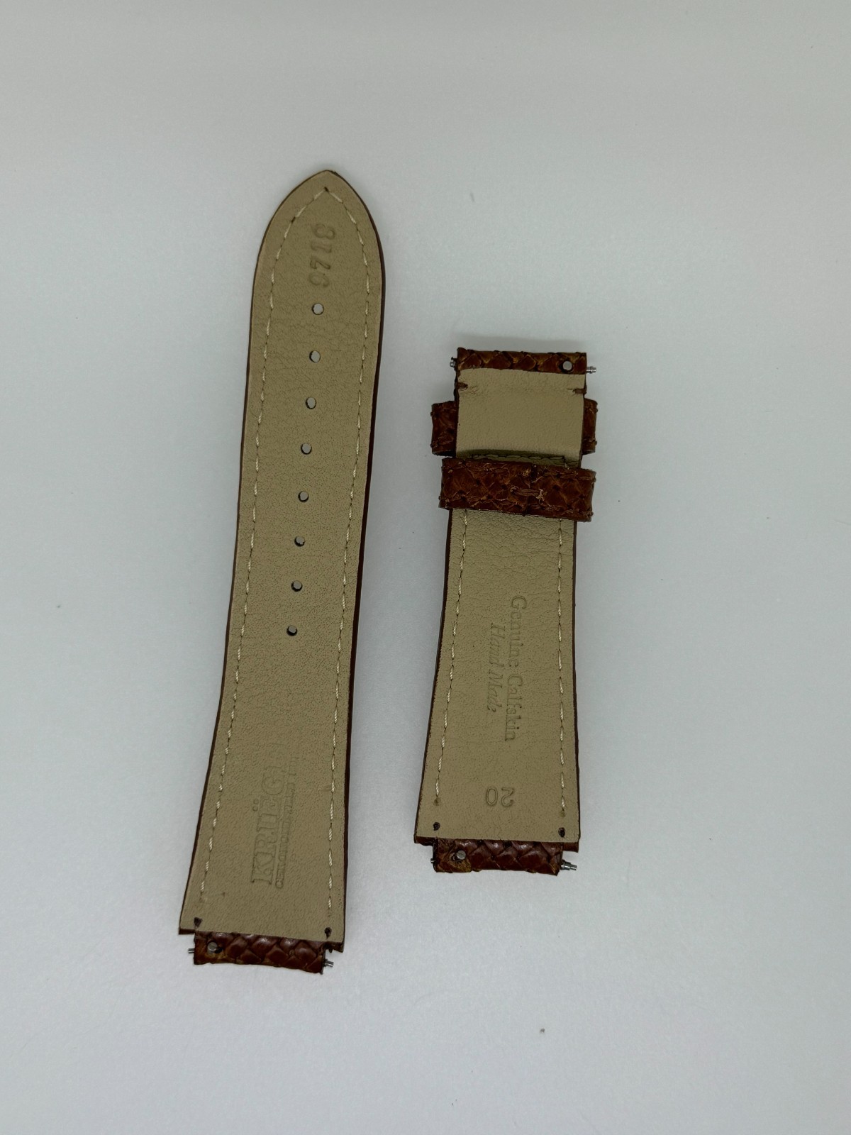 KRIEGER Gigantium 20mm Lug Brown Leather Watch Band Strap 120 x 80MM