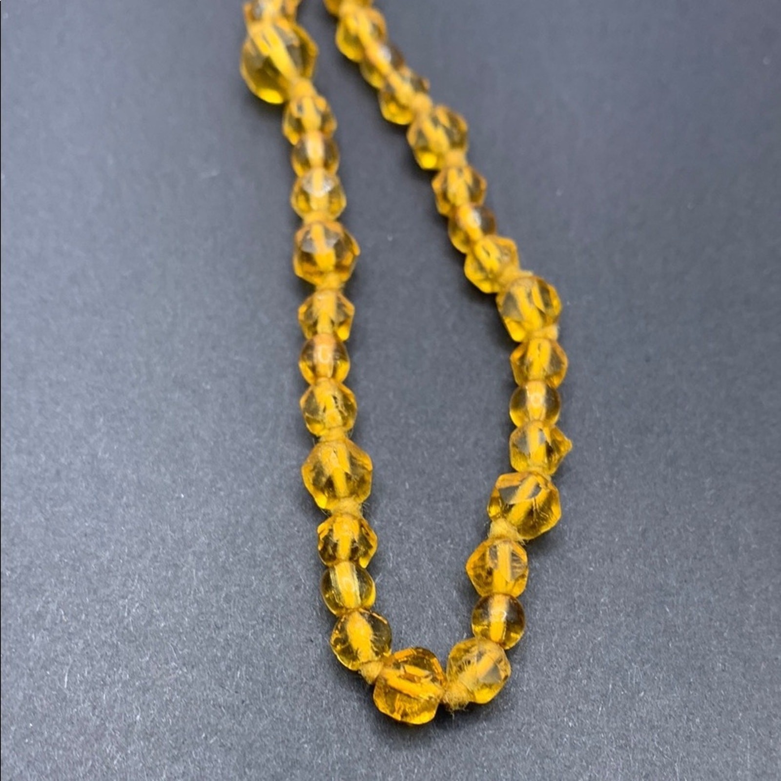 Vintage Glass Beaded Necklace Orange Brown Graduated MCM 32″