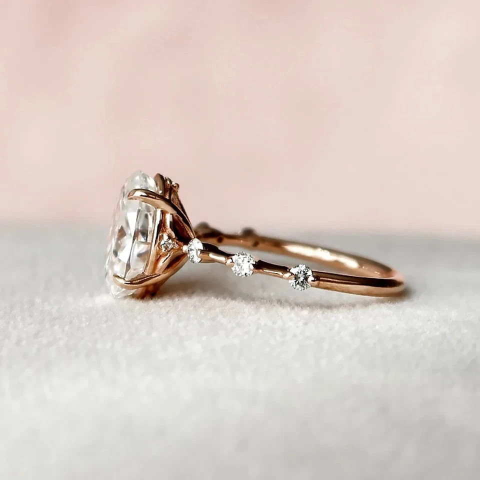 3.15 CT Oval IGI F-VS1 Lab Grown Diamond Women Wedding Gift Ring 14K Yellow Gold