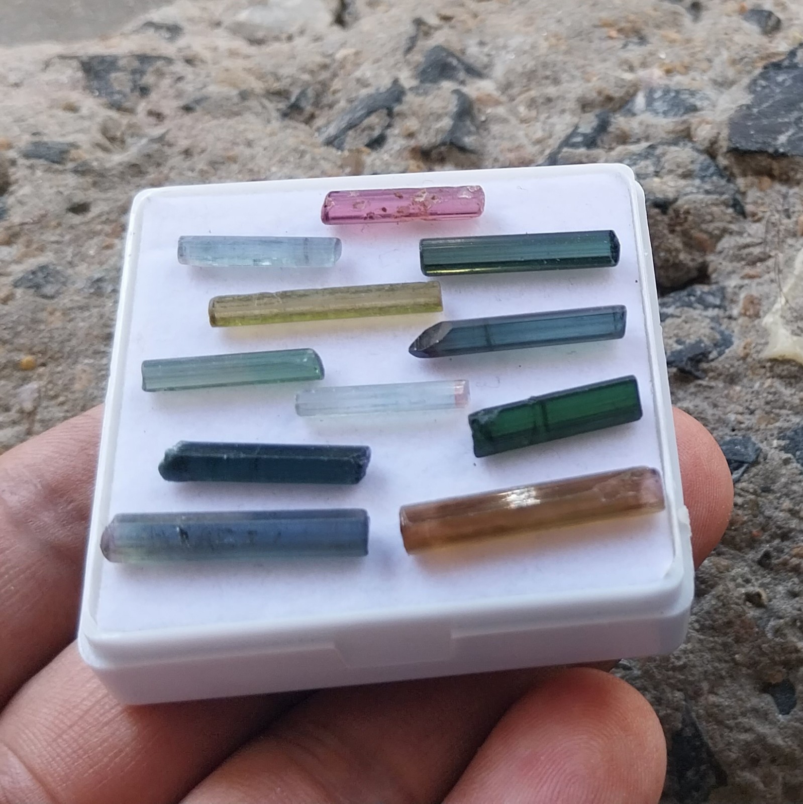 24 Ct 15 to 21 MM Natural Multi Color Tourmaline Raw Rough Pencil 11 Piece Lot