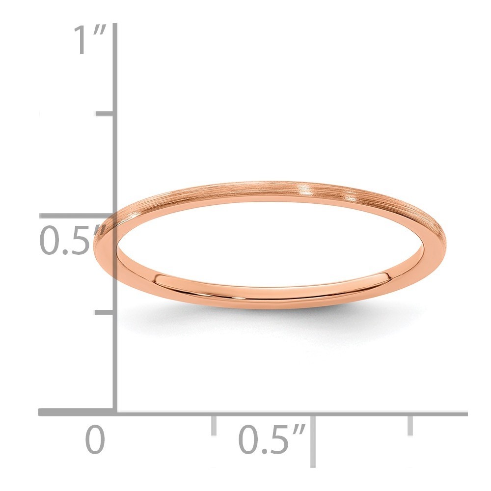 10K Rose Gold 1.2mm Half Round Satin Stackable Band Ring Size 7