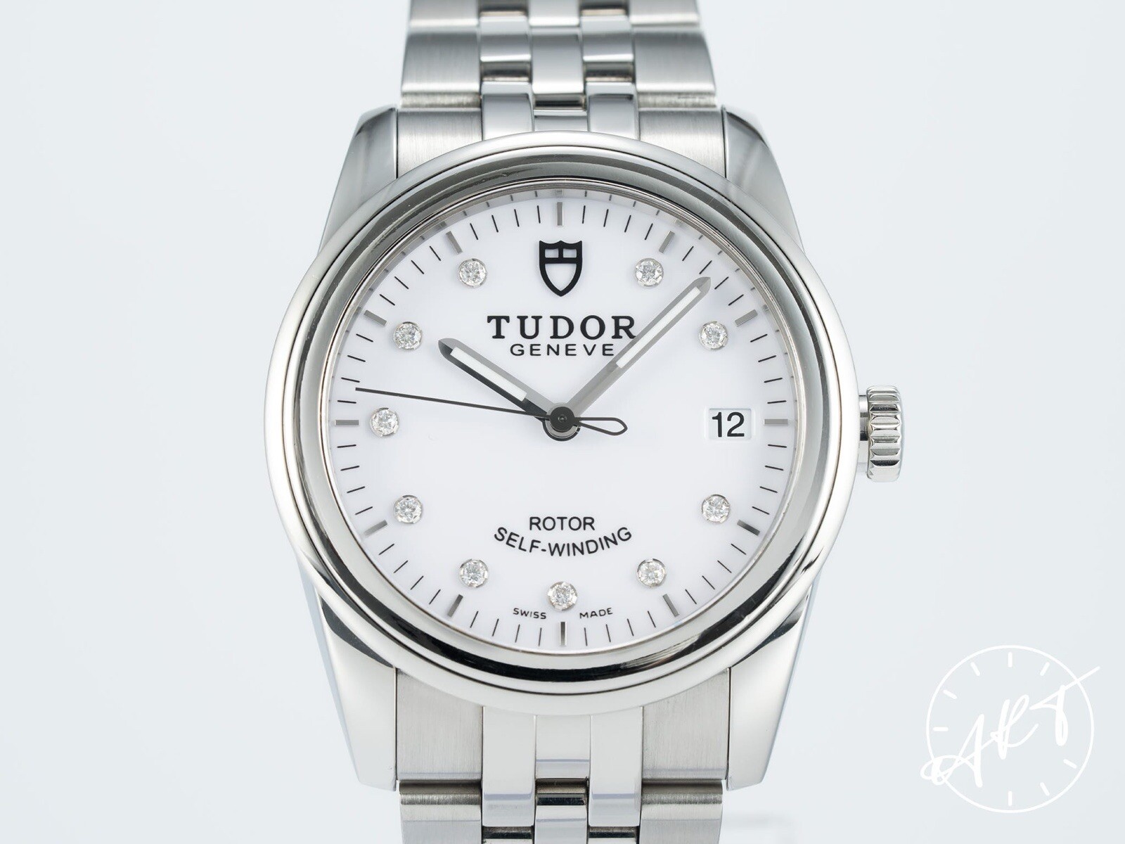*RARE* Tudor Glamour Date 36 Silver Diamond Dial Auto Watch 55000 w/ B&P