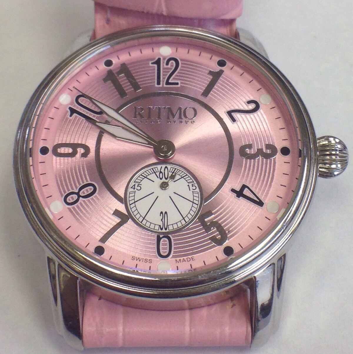 LADIES RITMO MVNDO IDEA ITALIANA PINK WRISTWATCH #1643 DIVINA SWISS LEATHER RARE