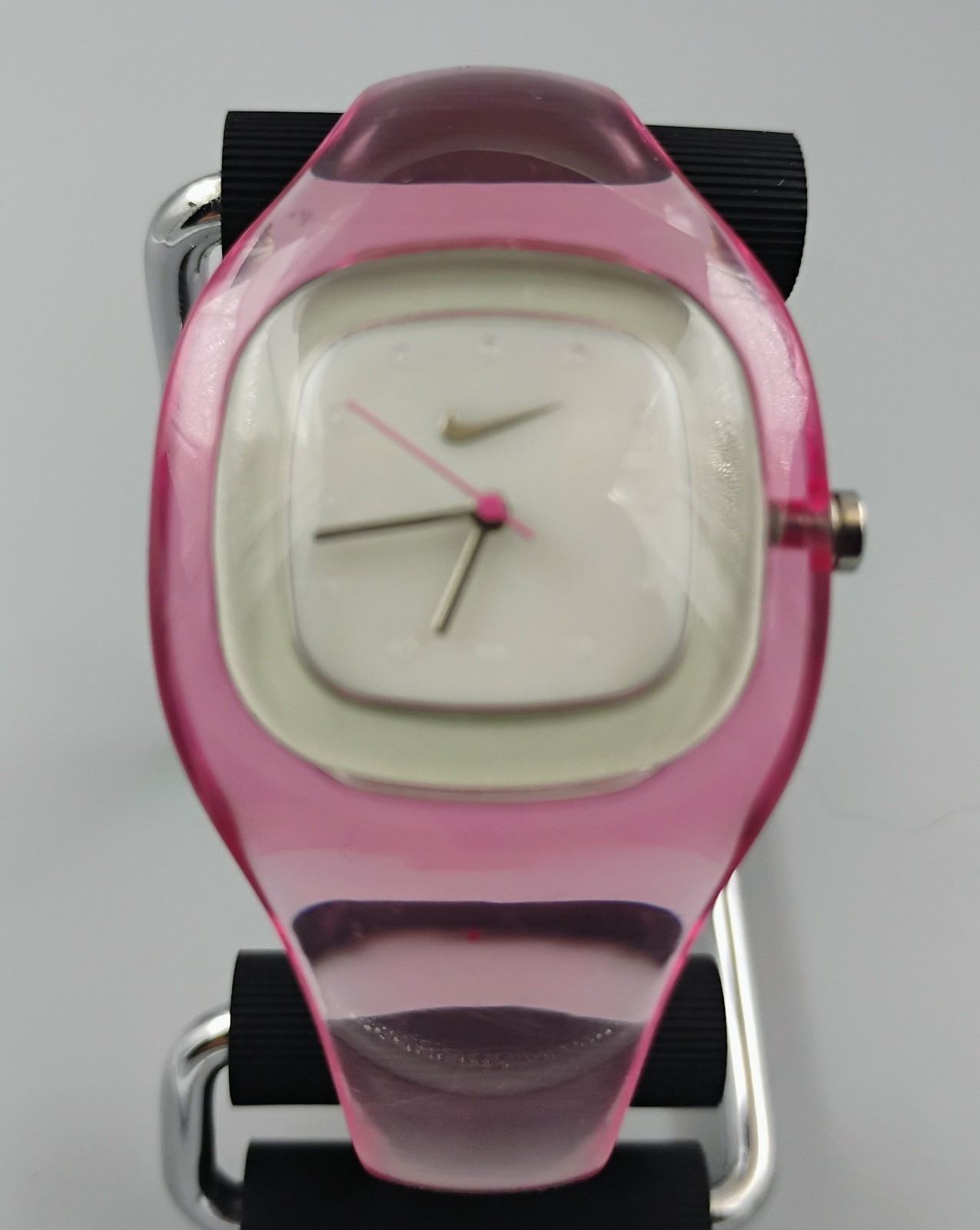 Vintage Y2K Nike Presto Analog Watch Translucent Pink Jelly Bracelet Cuff Exc.