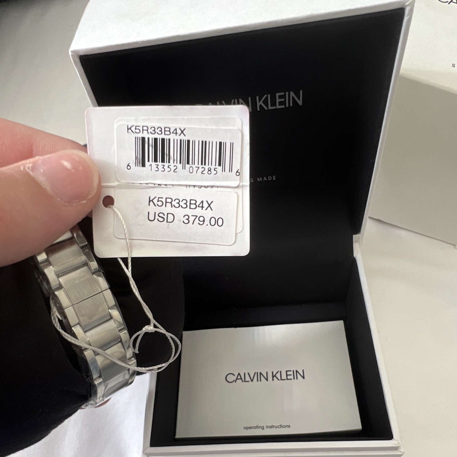 Calvin Klein Blue Dial Quartz Date Stainless Steel Bracelet Watch w/ Box Manual