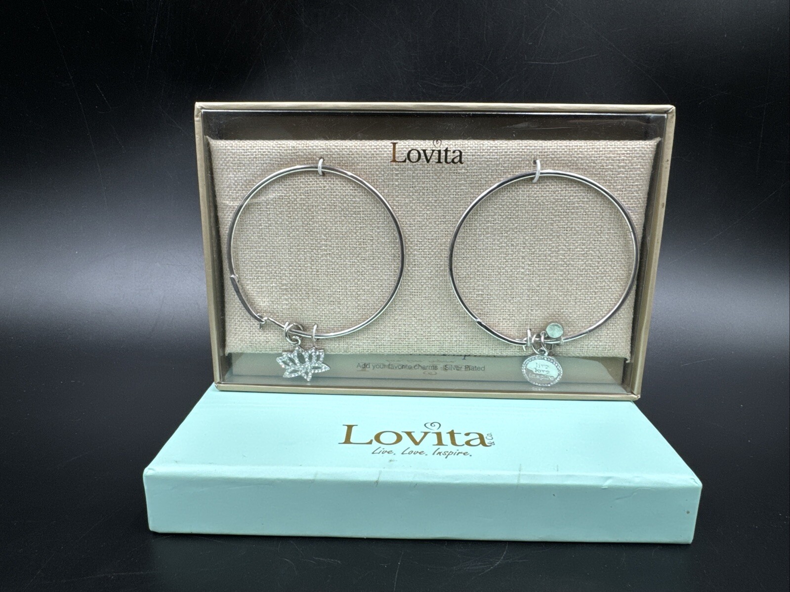 Lovita & Co. Silver Bangle Live. Love. Inspire. Silver Plated Charms. New!