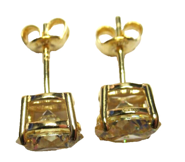 GTL BBI Sterling Silver 925 Yellow Cubic Zirconia Stud Earrings NWOT