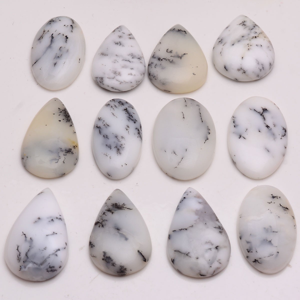 12 Pcs Natural Dendrite Agate Opal 26mm-30mm Cabochon Untreated Loose Gemstones
