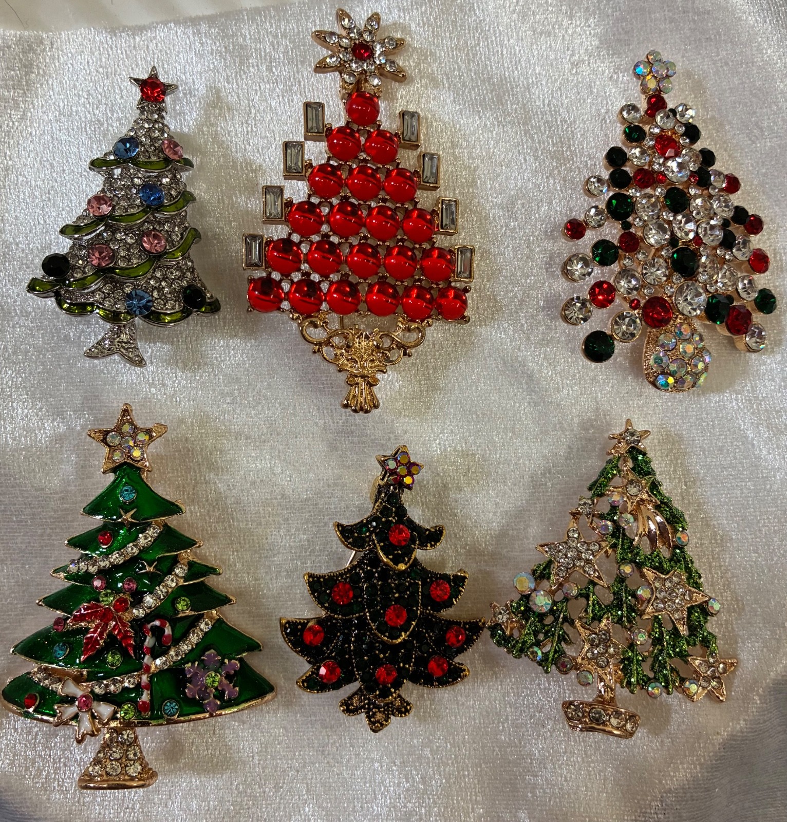 Collection 6 Christmas Tree Pins Brooches Group 3