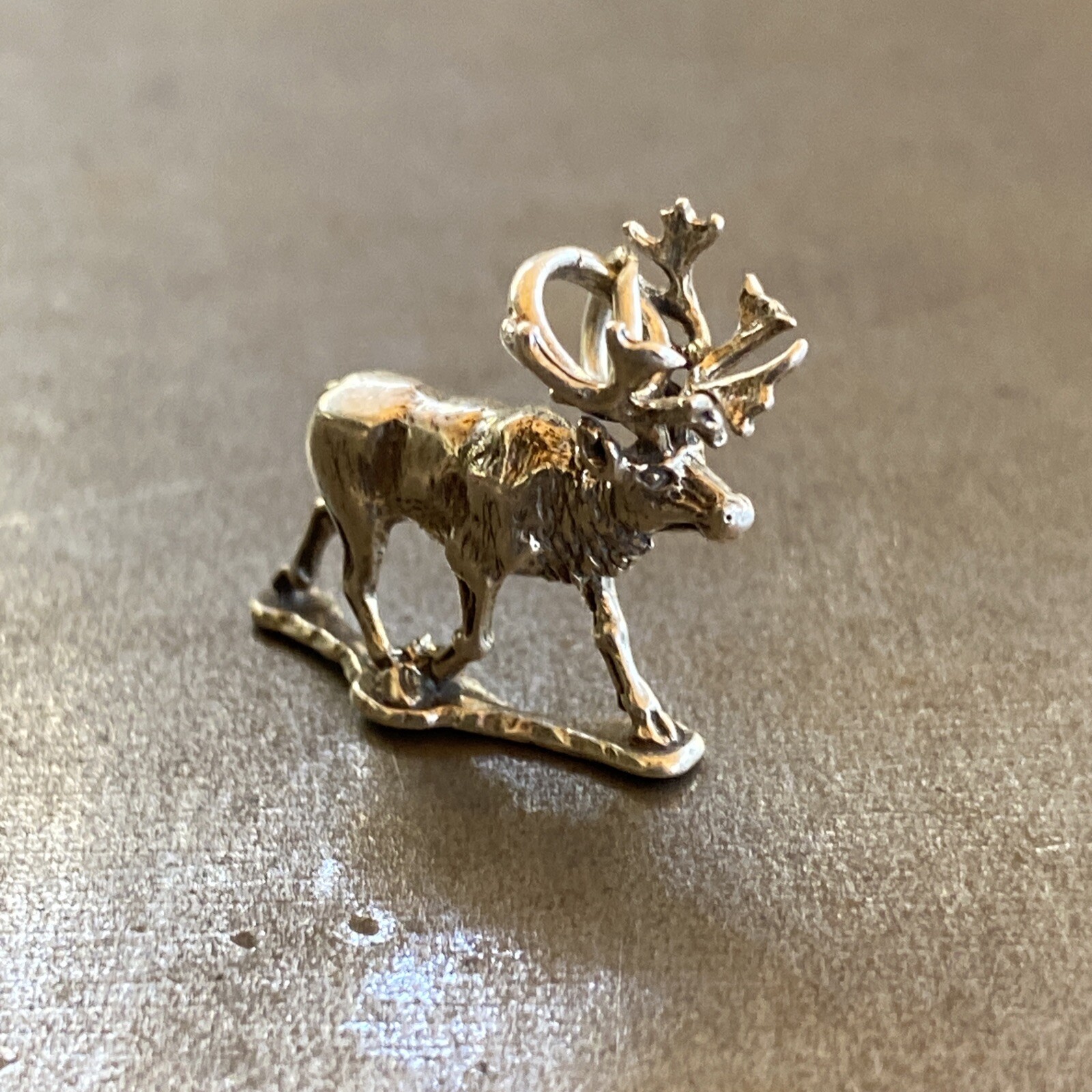 Sterling Silver Solid 3D Caribou Reindeer Elk Deer Stag Charm Pendant