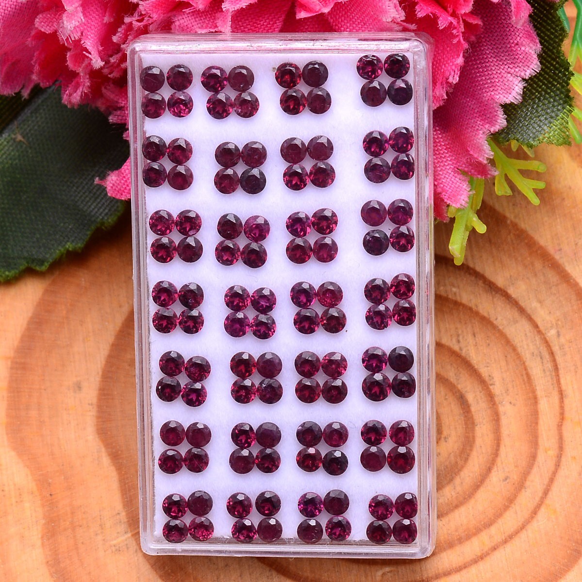112 Pcs Natural Rhodolite Garnet 2.70mm Round Cut Sparkling Untreated Gemstones