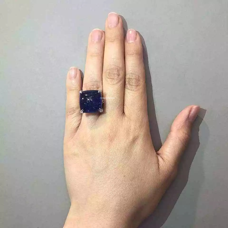 Featuring A 28.84CT Deep Purplish-Blue Tanzanite & Sparkling Pave CZ Huge Ring