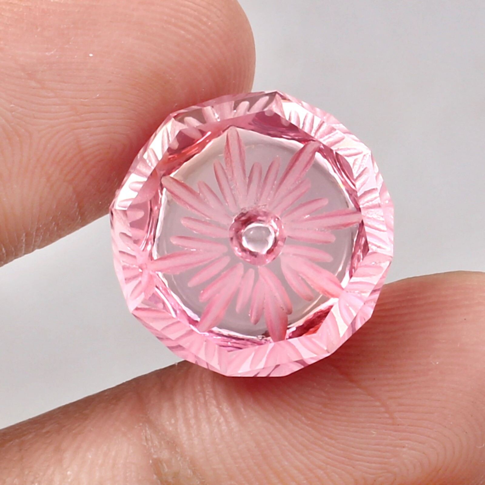 AAA 31.30 Ct Natural Flawless Pink Morganite Fantasy Cut Carving Loose Gemstone