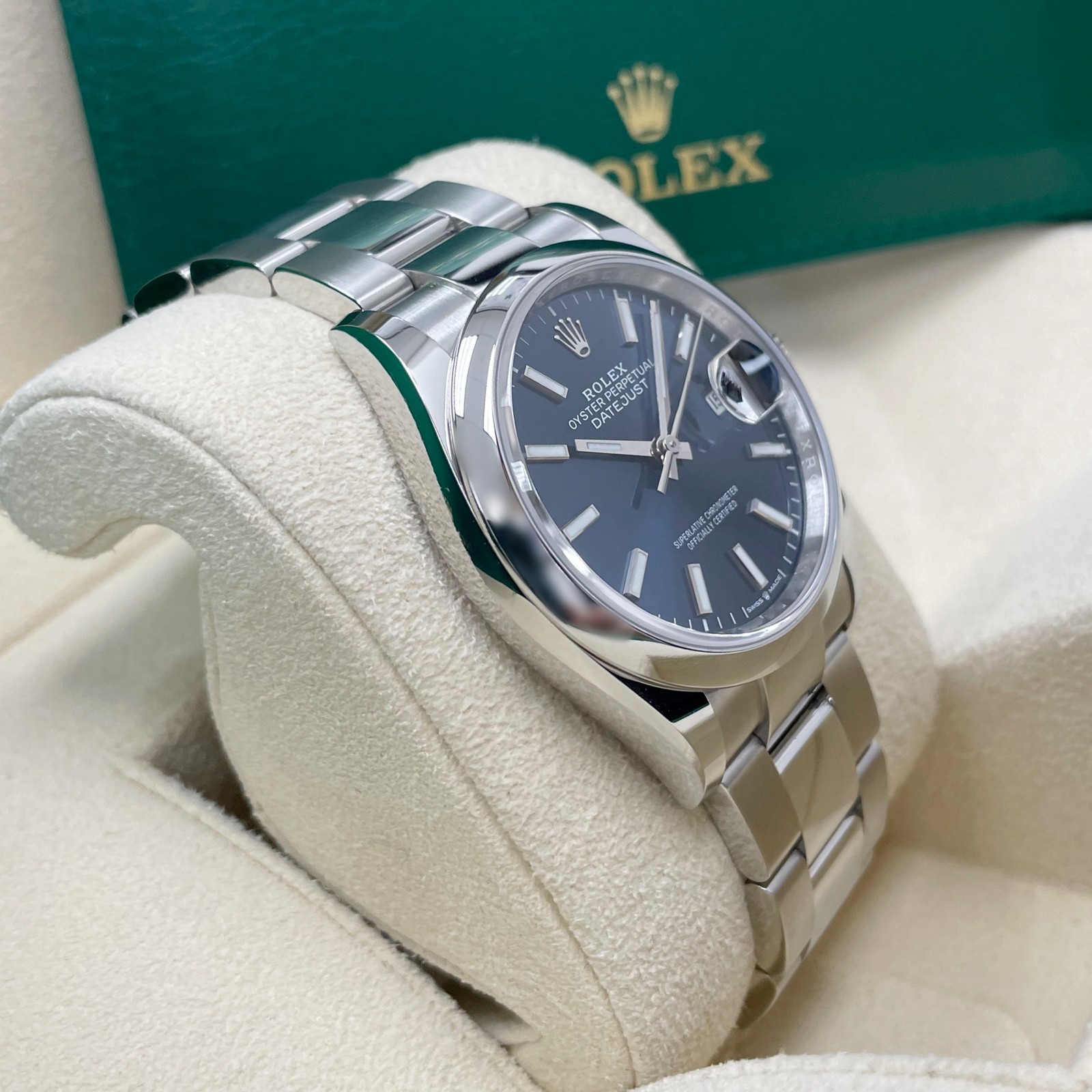 Rolex Datejust 36mm 126200 Stainless Steel Smooth Bezel Blue Index Dial Oyster