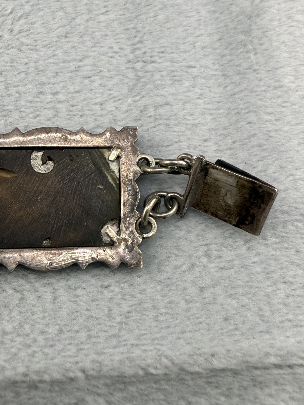 Vintage 800 Silver Carved Mother Of Pearl Bracelet Storyteller Roman Gods READ