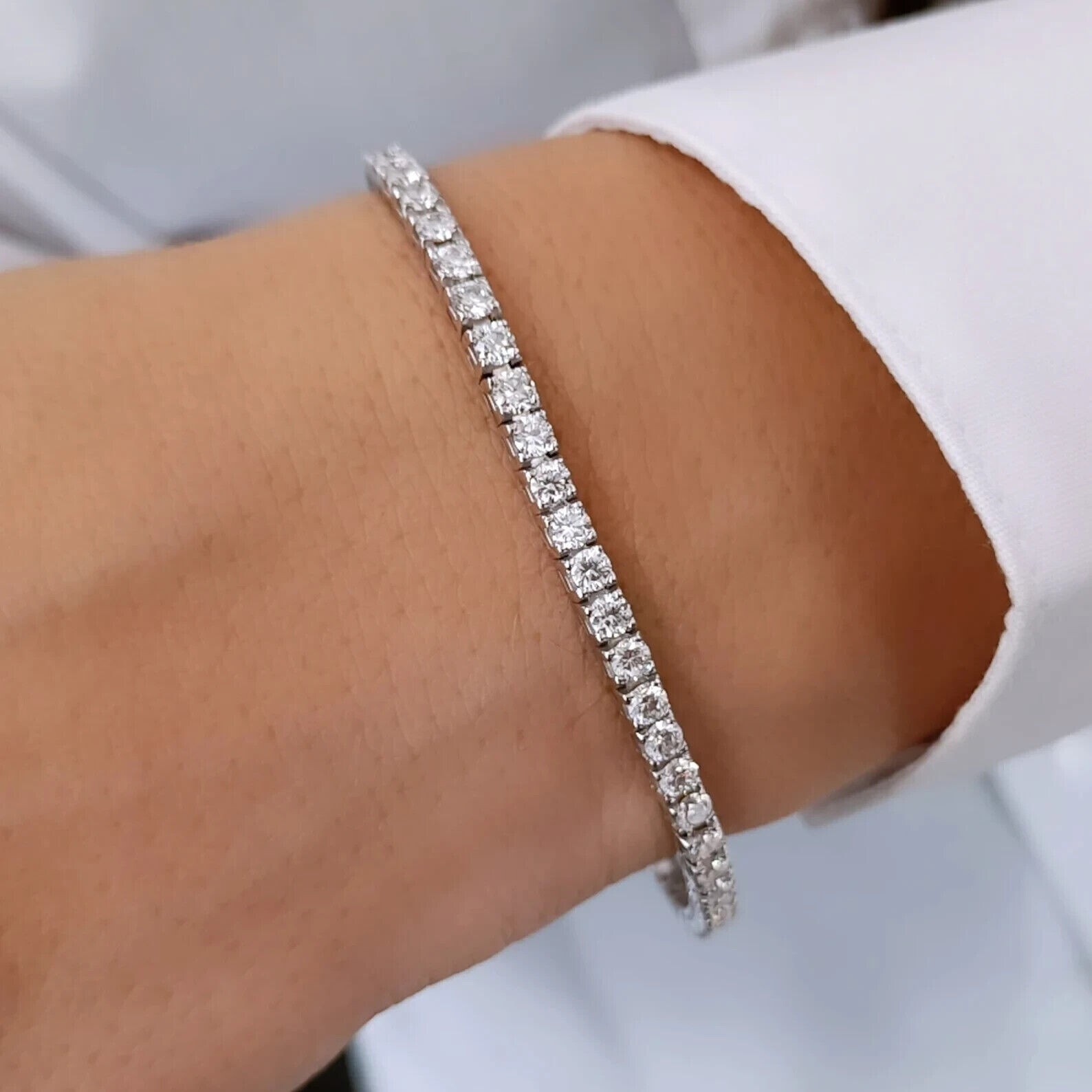 Specially For Her Birthday 6Ct Lab Grown Diamond Tennis Bracelet 925 Silver 8″