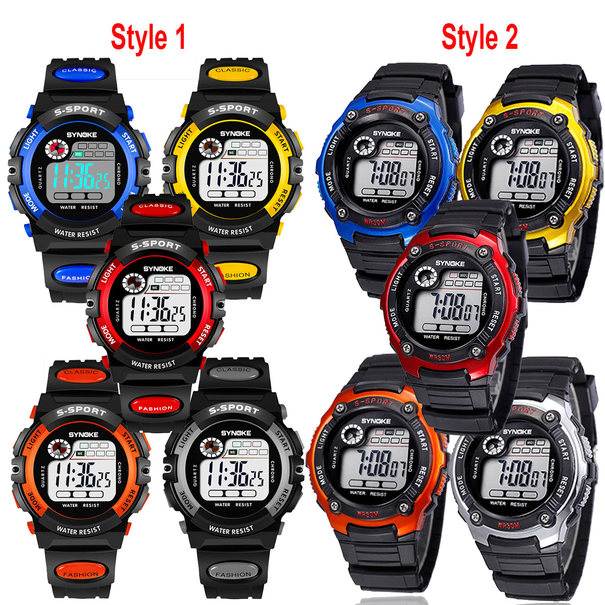 Kids Child Boy Girl Waterproof Multifunction Sports Electronic Watch Watches USA