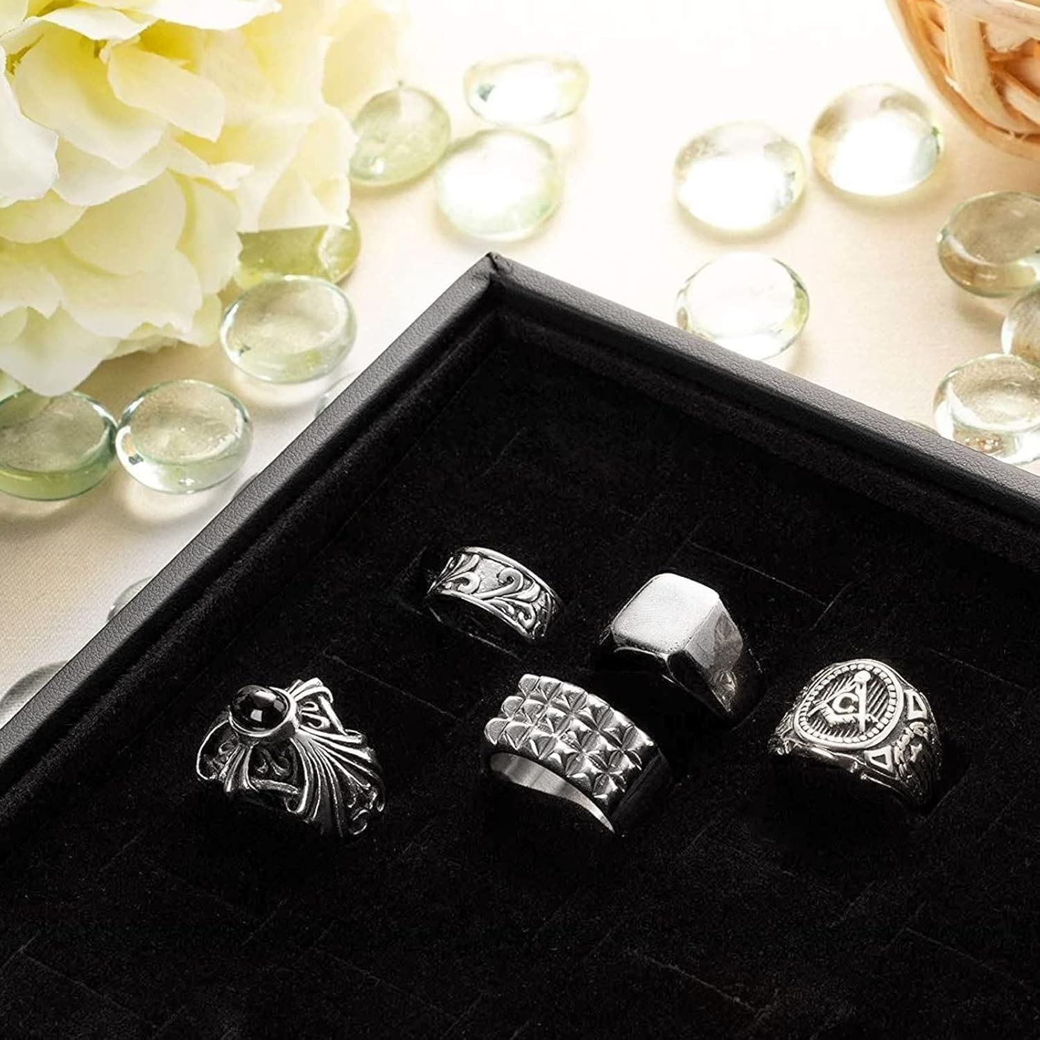 Juvale 2 Pack Ring Display Tray Velvet, 100 Slot Foam Jewelry Organizer
