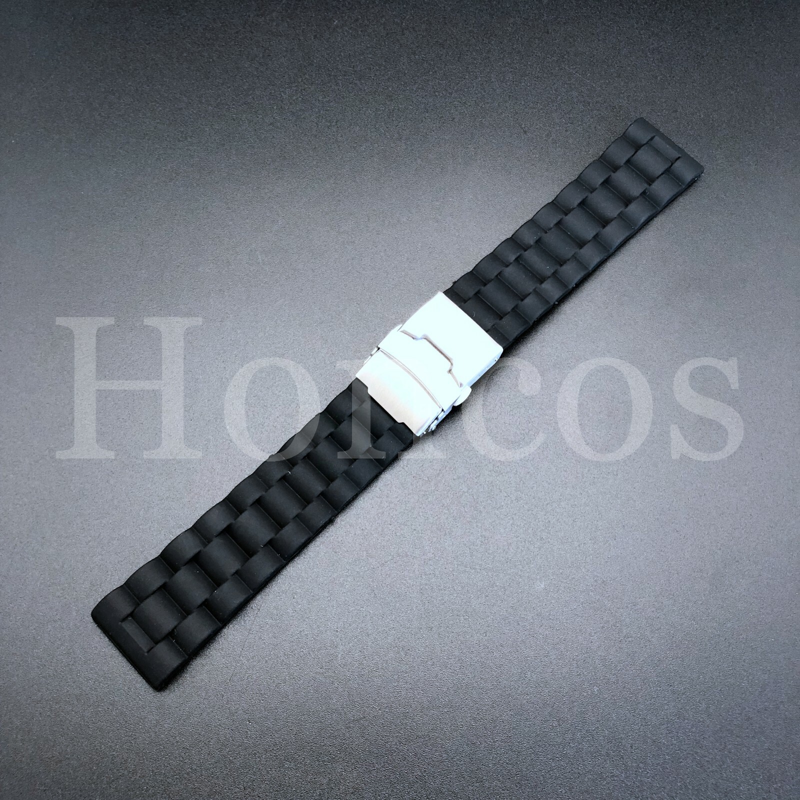 22MM BLACK SOFT SPORT SILICONE REPLACEMENT WATCH BAND Divers Style US SELLER