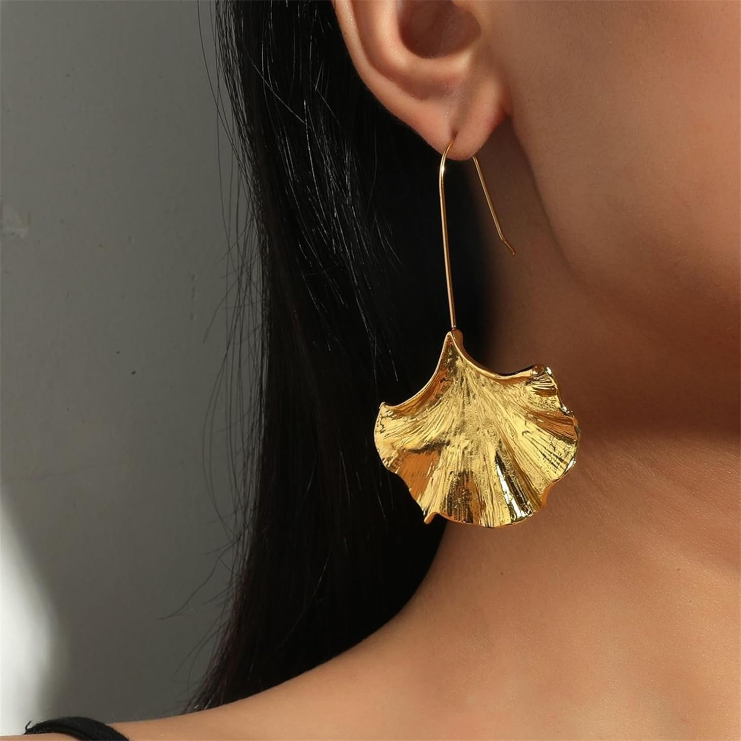 Ginkgo Leaf Earrings Silver Plated Boho Vintage Leaves Flower Plant Gold