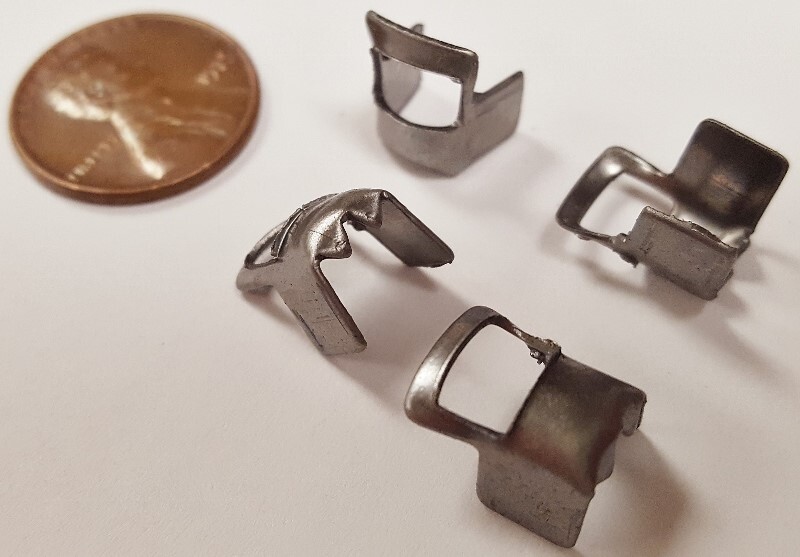 12 VINTAGE STEEL END CAPS 12x9mm. SILVER METAL CRIMP SHUT FOR CHAIN OR CORD N131