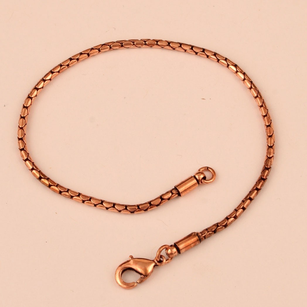 Oxidized Copper Wheat Chain Anklet for Women, Handmade Pure Copper Anklet