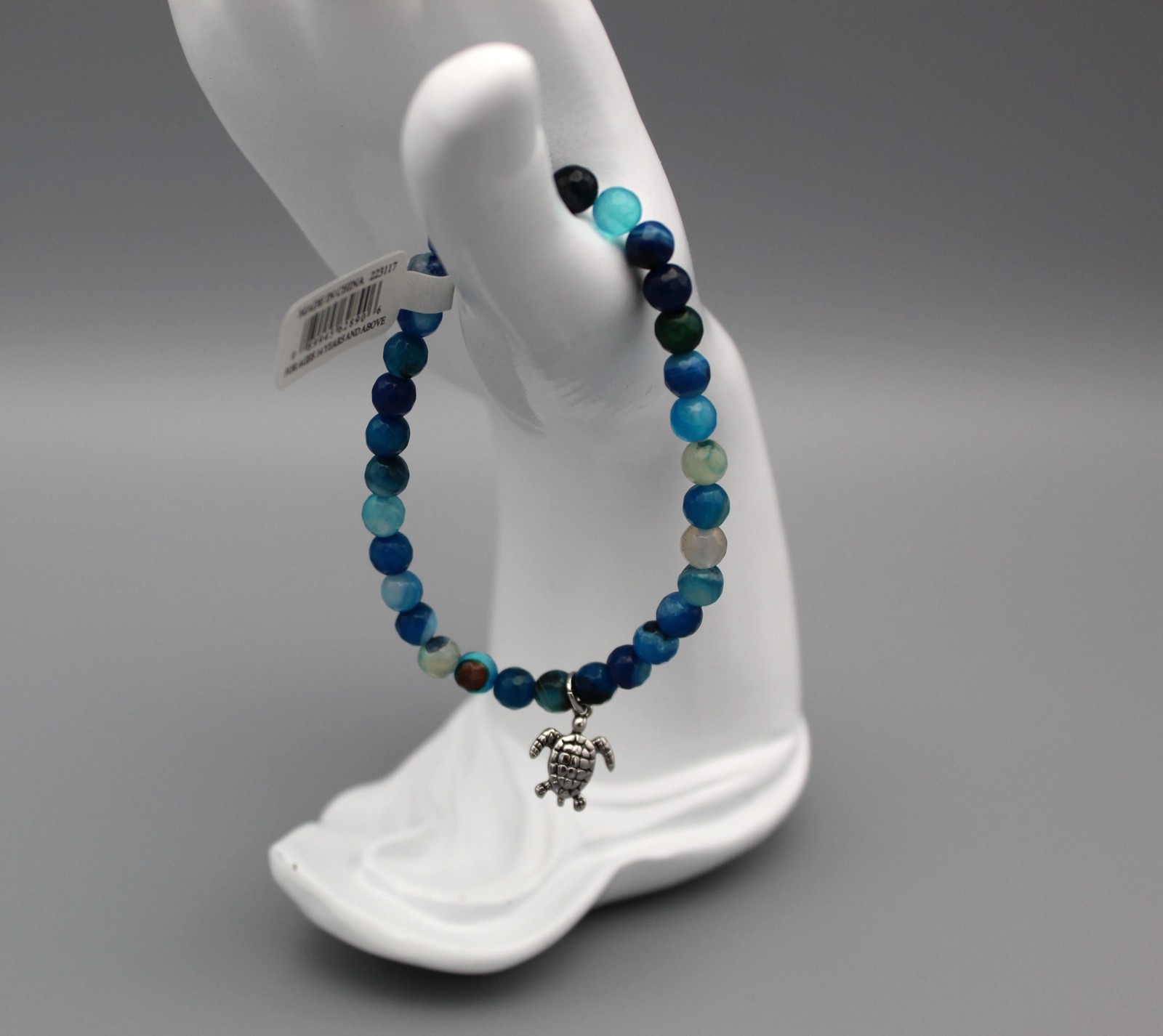 Alexa’s Angels 7″ Stretch Semi-Precious Gemstone Bracelet Turtle Charm Blues (1)