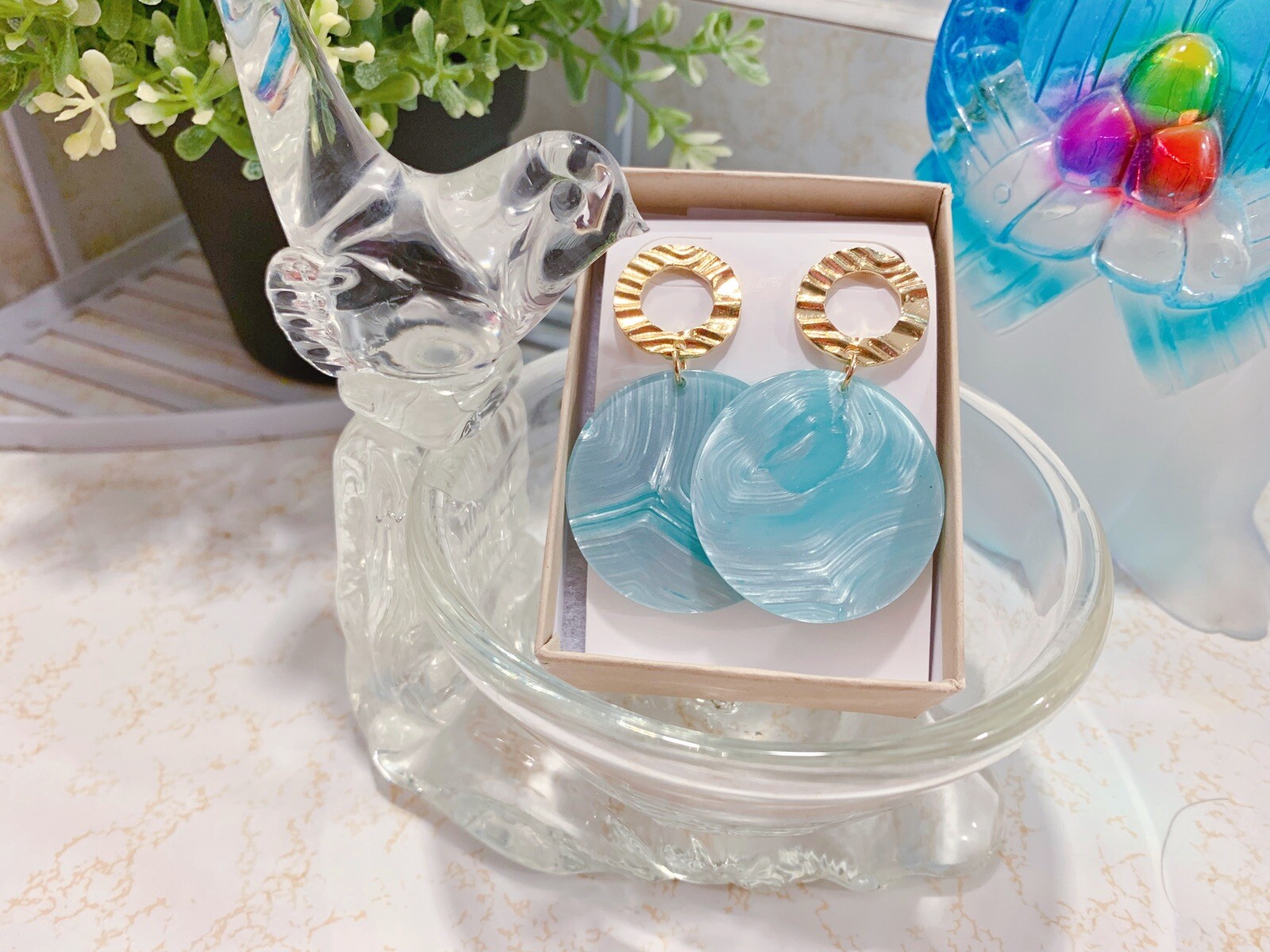 Handmade Multi Choose Shell Resin Earrings With Gold Plated Post