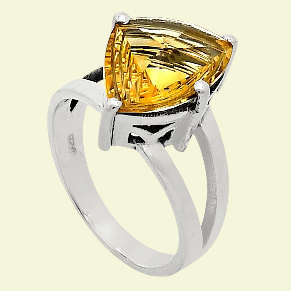 Fancy Cut Natural Citrine 925 Sterling Silver Ring s.8 Jewelry R-1019