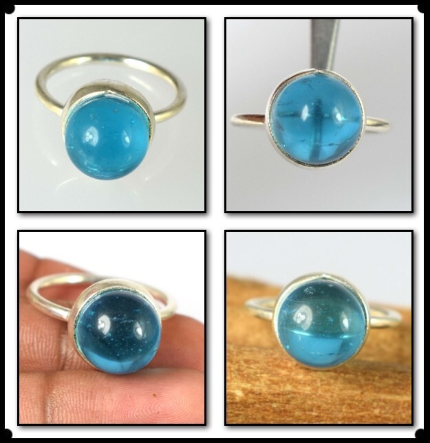 23.10 Ct/11 mm Brazilian Blue Topaz Gemstone Ball Ring Classic Collection