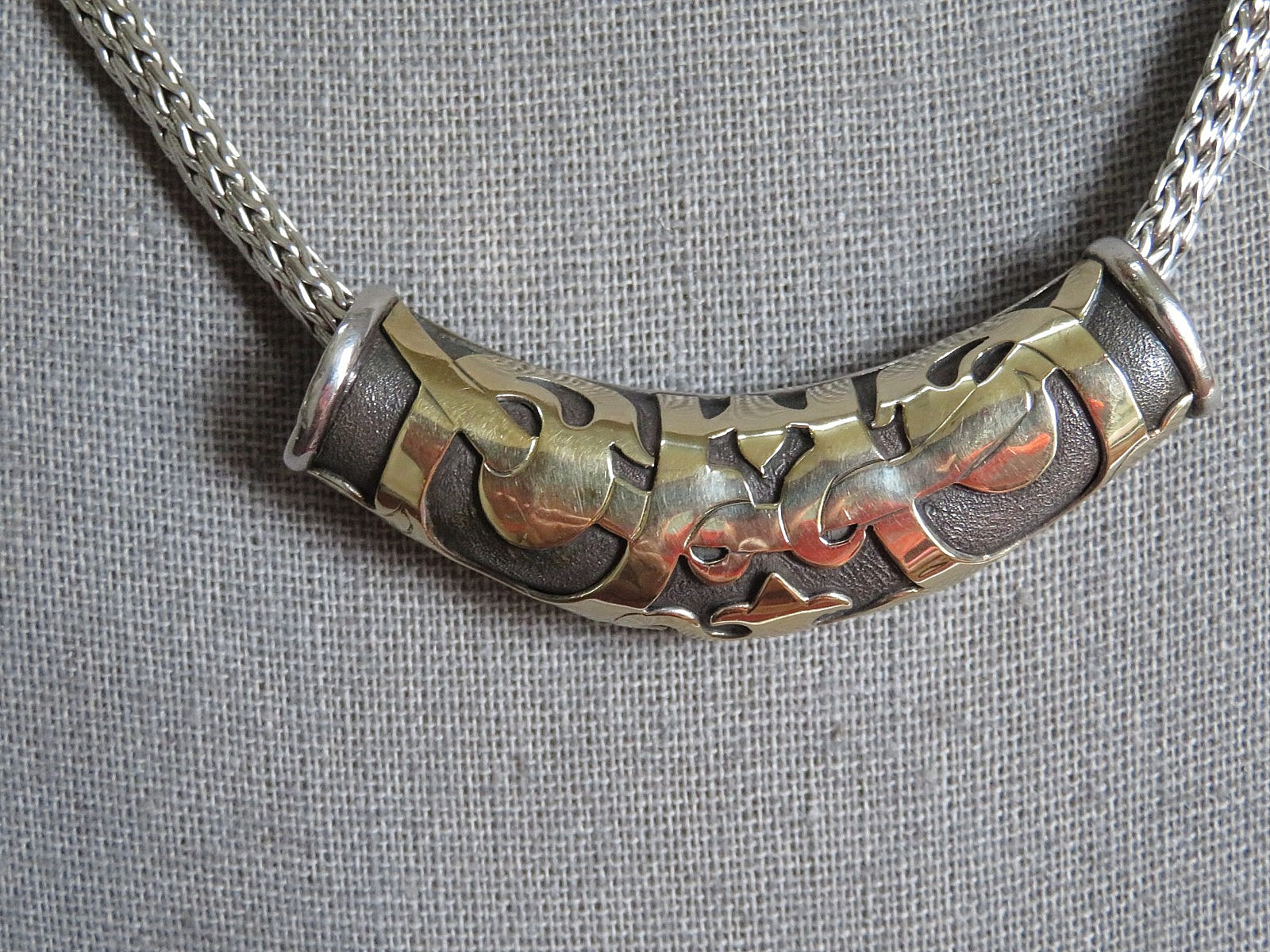 “John Hardy” Sterling Silver & 18k Yellow Gold Dayak Slide/ Enhancer Pendant