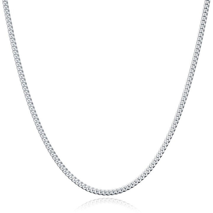Real 925 Sterling Silver Mens 2.5mm Curb Cuban Chain Necklace – All Sizes