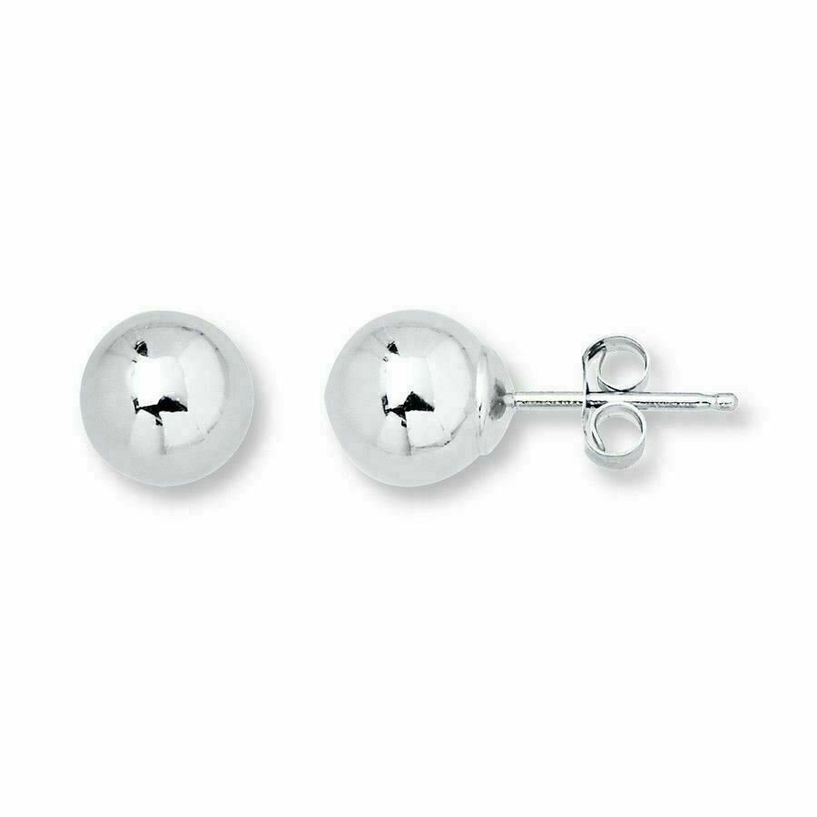 14K White Gold Ball Stud Earrings – Genuine Gold – 3mm 4mm 5mm 6mm 7mm 8mm