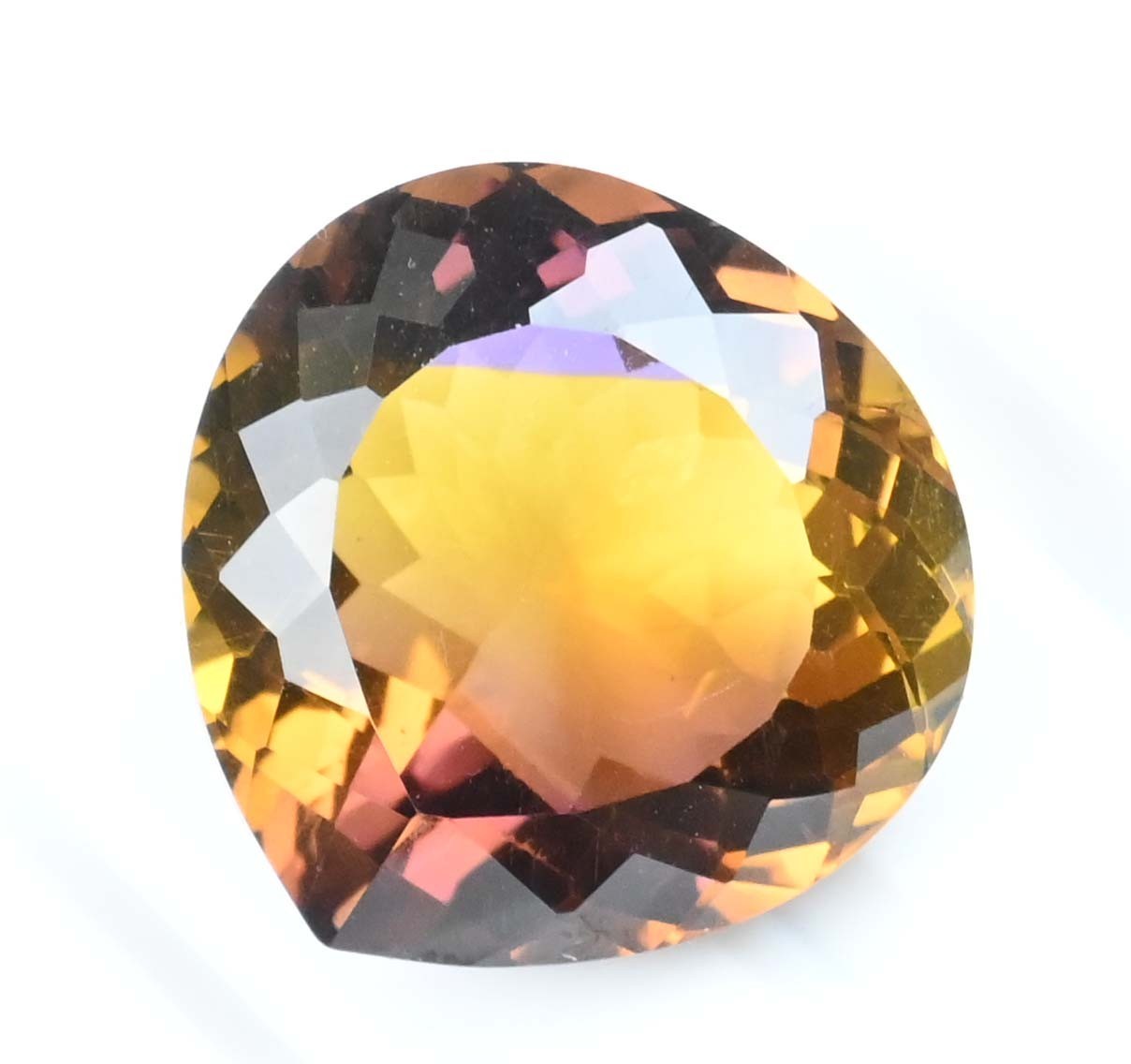 20.00 Ct Natural Bi-Color Ametrine Pear Untreated Certified Flawless Gemstone
