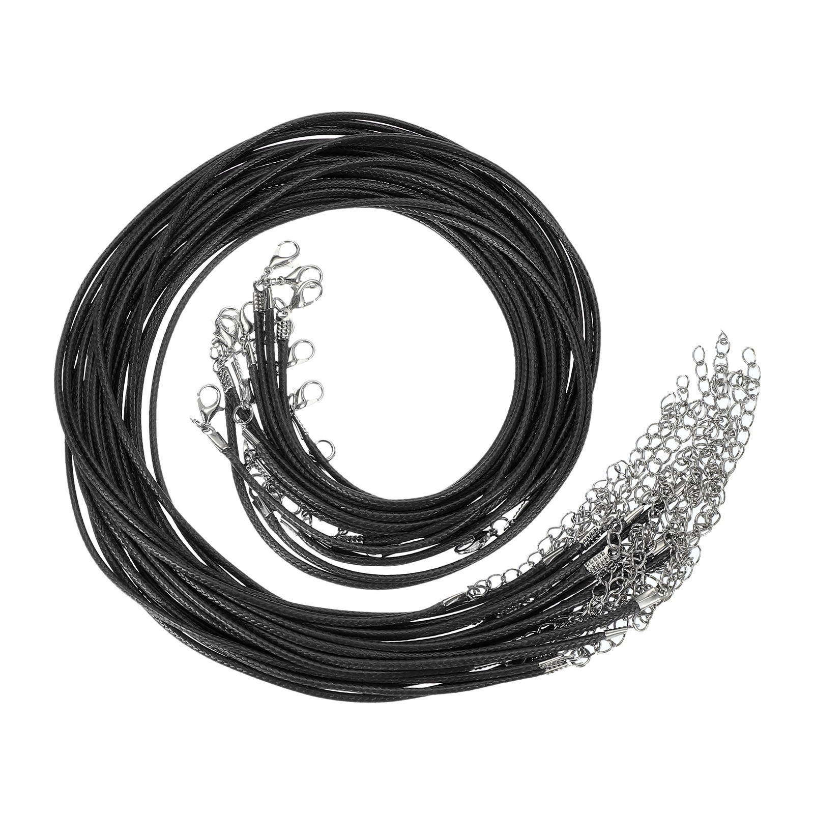20Pcs 16″x0.08″ Necklace Cord Waxed Leather Necklace String Rope Black