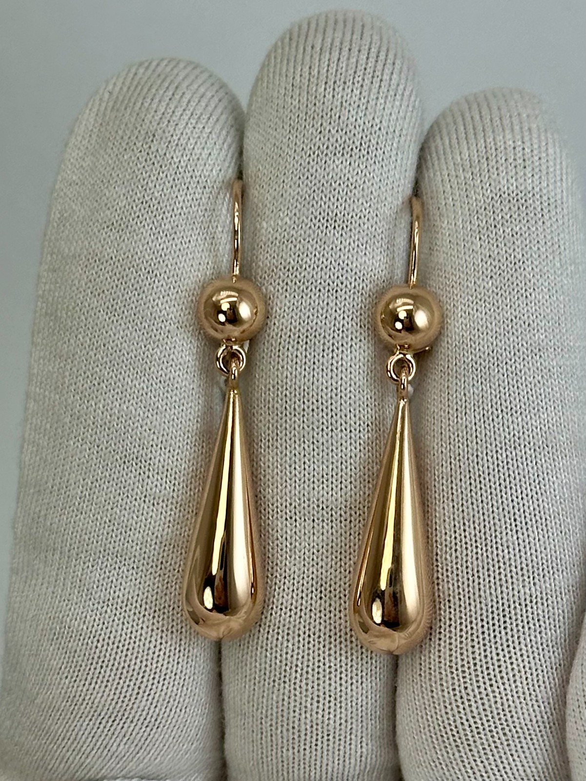 USSR Vintage Original 14K 583 Rose Gold Drop Dangle Earrings 1976 Odessa 3,93 g.