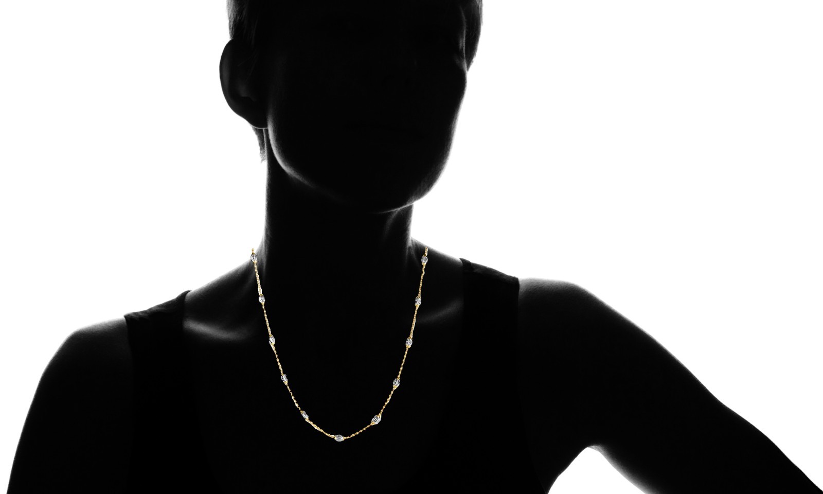 18k Gold Plated 925 Sterling Silver 3MM Diamond Cut Station Oval Moon Necklace