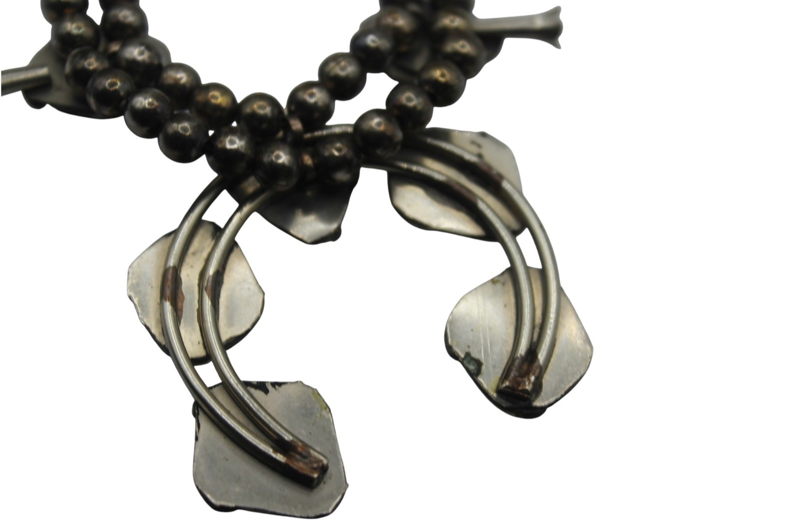 Vintage Silver Tone Black Onyx Squash Blossom Statement 24in Western Nickle